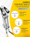 3 sizes of 5 Pack Hydraulic Seal Installation Tool Kit For Rod And U Cup Seals Pro Grade Heavy Duty Universal Piston Cylinder Repair Tools Upgraded Seal Twistor With Pick And Hook Three Size Rod Seal Tools For 0.87 To 2.75 Inch Diameters displayed.