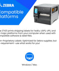 Badass Rugged ZT421 Thermal Transfer Printer For Shipping Labels Six Inch Wide At 203 Dpi With Color Touchscreen and wireless setup.