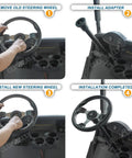 Steps for installing Top Tier Golf Cart Steering Wheel Adapter Compatible With Club Car Ds in matte black.