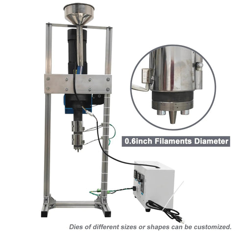 Heavy Duty Filament Extruder For 3D Makers That Cranks Out Legit 0.6 Inch Tube with metal barrel and control unit for smooth filament production.