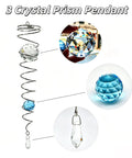 Spiral Tail Wind Spinner Gazing Ball For Indoor Outdoor Decor, 13 Inch Light Blue Crystal Glass Ball With Stainless Steel Frame, Hanging Swivel Hook, Durable Sparkle Ornament For Yard Or Patio That Pops, crystal pendant set