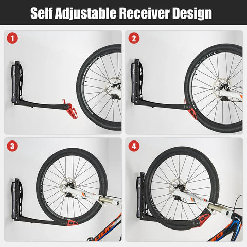 Swivel Bike Rack Set No Lift Wall Mounted Storage For Home And Garage Two Pack With Self Adjusting Receiver on wall