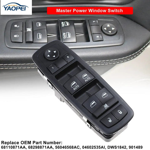 Left Driver Side Power Window Switch For Chrysler Town And Country 2012-2016 Dodge Grand Caravan 2012-2019 Ram CV Replacement 68110871AA