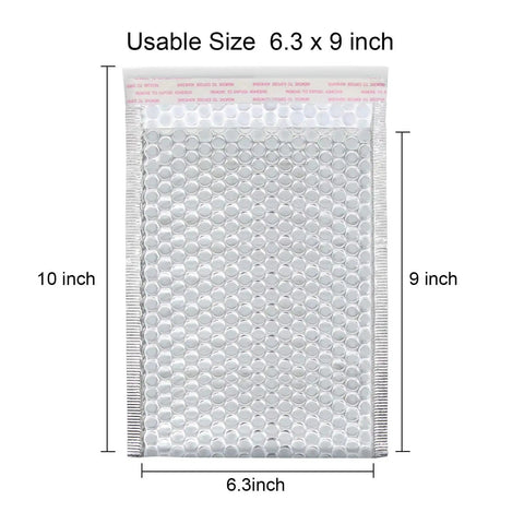 50 Pack 7x9 Inch Metallic Bubble Mailers Silver Self Seal Padded Envelopes For Shipping Shockproof And Waterproof Protection Durable Foil Mailers