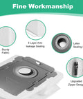 Reusable Roomba Vacuum Bags For Everyday Cleaning Compatible With I7 I7 Plus I3 I3 Plus I4 I4 Plus I6 I6 Plus I8 I8 Plus J7 J7 Plus S9 S9 Plus Automatic Dirt Disposal Bags 10 Pack showing fine workmanship details, sturdy fabric, 4-layer anti-leakage sealing, latex sealing ring, and upgraded zipper design.