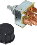 Rotary Air Conditioning Three Speed Blower Switch For Universal Use With Plastic Fan Knob, Five Spade Terminals, 1/4 Inch D Shaft