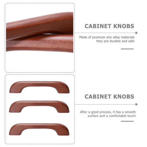 Solid Wood Drawer Pull Handles Set 6 Pack 96mm Hole Spacing Rustic Tea Color shown in close-up and lineup view