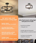 Black Semi Flush Mount Ceiling Light With Four Lights For Dining Room Kitchen And Bedroom Dope Vintage Farmhouse Industrial Close To Ceiling Chandelier For Sloped Ceilings Durable Metal Fixture comparison with another fixture.