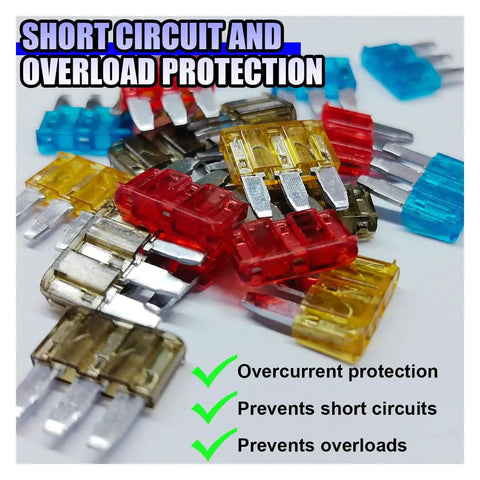 20 Pack Micro 3 Prong Car Blade Fuses Kit With Clear Window Inserts, 5A 7.5A 10A 15A Each, colors red yellow blue