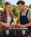 Couple securing toolbox with Heavy Duty Adjustable Rustproof Toggle Latch Set For Cabinets, Doors, Lids, Boxes, Drawers, Freezers, Grills And Boats