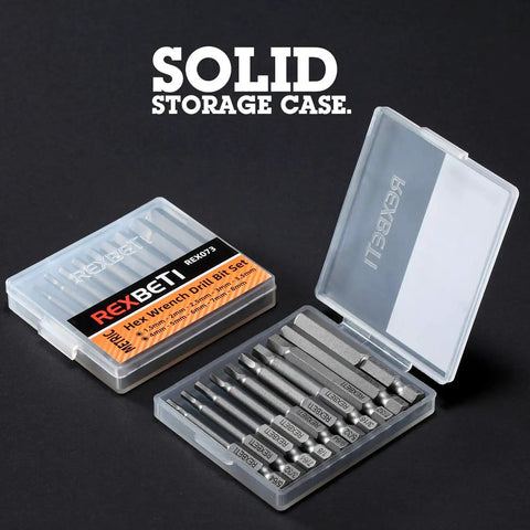 Twenty Piece Hex Bit Set With Magnetic S2 Steel Drill Bits For SAE And Metric Allen Wrenches One Quarter Inch Hex Shank in storage box