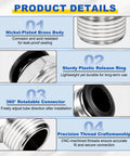 "Two Pack Push To Connect Fittings 1 Quarter Inch Tube To 1 Eighth NPT Nickel Plated Brass Straight Pneumatic Male Adapters"