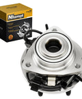 Nhsmgt front wheel hub bearing with ABS; silver metal hub with wiring harness, box visible in background