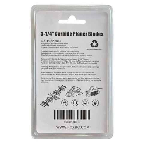 3-1/4" TCT Tungsten Carbide Planer Blades Replacement For Makita Dewalt Bosch Ryobi tools in recyclable packaging.