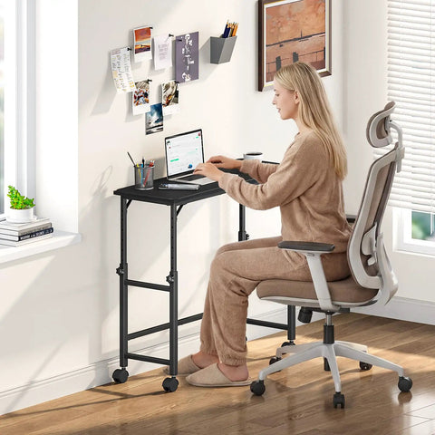Mobile Keyboard Tray With Mouse Pad Height Adjustable From 23 To 31 Inches in home office setup with rolling casters