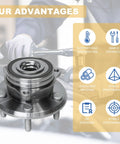 Pair Of Front Wheel Bearing And Hub Assemblies 513324 For Durango And Grand Cherokee 2011 To 2024, 5 Lug Bolts, ABS Tone Ring