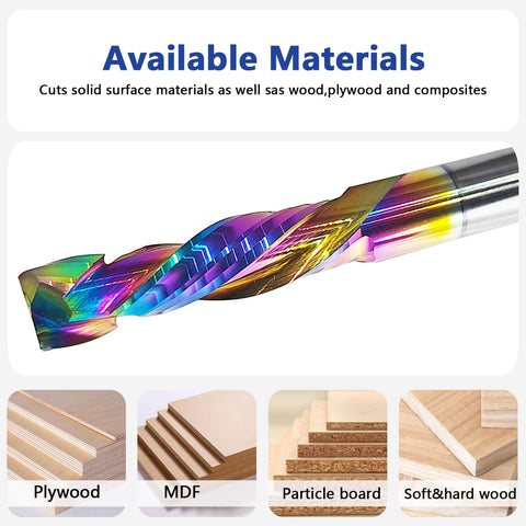 Compression Router Bit With Quarter Inch Shank And One Inch Cutting Length Coated Carbide Spiral Up Down CNC Router Bit for wood carving