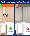 Image comparing framed and frameless cabinet designs for Satin Nickel Soft Close Cabinet Hinges Half Inch Overlay 60 Pack.