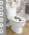 Elongated Toilet Seat Rose Resin for Bathroom Replacement on white toilet, featuring black rose design, ergonomic shape, and easy install.