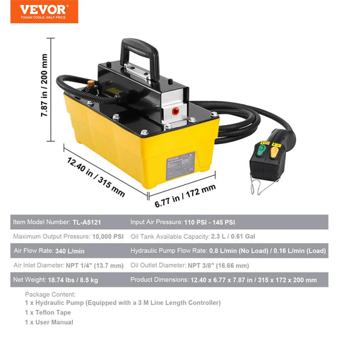 Kick Butt 10000 PSI Air Hydraulic Pump With 0 61 Gallon Reservoir And Remote Control Actuator Pro Level Pneumatic Kit For Auto Frame Machines And Hydraulic Press Garage Gear Setup