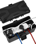 Open Outdoor Electrical Box With IP54 Waterproof Rating, Weatherproof Cord Cover and 6 Cable Entry Ports, Black, 10.4 x 6 x 4.2 Inches