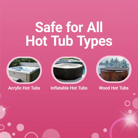 Hot Tub Water Balancing Kit With Fifty Test Strips Kickstarts Your Spa Game With pH Adjusters Alkalinity Boosters And Calcium Hardness Increaser To Banish Cloudy Water And Keep Skin Happy All Season Long. Display of acrylic, inflatable, and wood hot tubs.