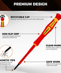 Detail of 1000V Insulated Electrician Screwdriver with Rotatable Cap and Magnetic Tips