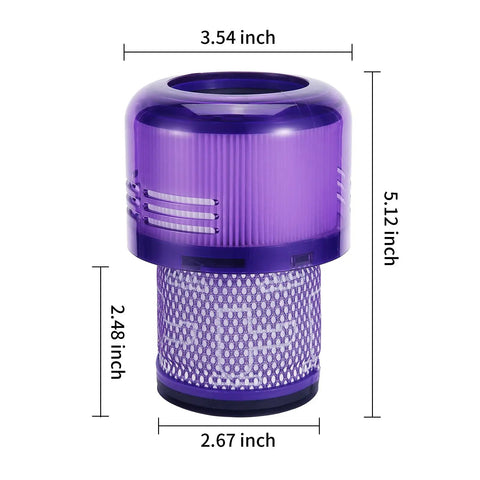 Replacement HEPA Vacuum Filter Set For V11 Animal V11 Torque Drive And V15 Detect Cordless Vacuums 4 pack, dimensions shown