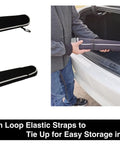 Waterproof Neoprene Car Seat Cover Sweatproof Non Slip Seat Protector rolled up with strap for storage next to a car trunk.