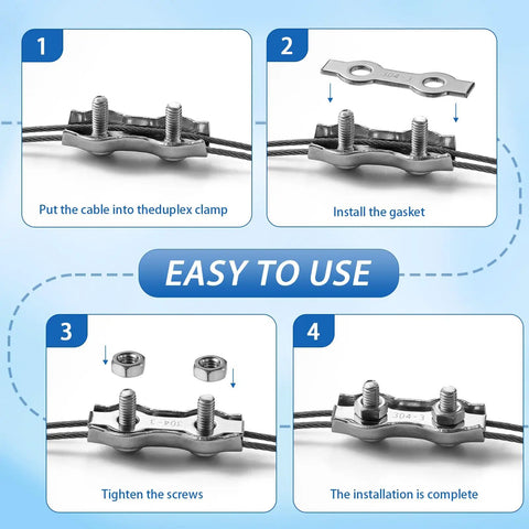 Built Different 304 Stainless Steel Wire Rope Clips 12 Piece Double Bolt Cable Clamps Heavy Duty Rigging Hardware Legit Hold For Marine Fencing Automotive Towing And Home Projects 1/8 Inch