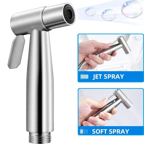 Versatile Handheld Bidet Sprayer For Toilet With Stainless Steel Build, Brushed Nickel Finish, G1/2 Thread Interface, Easy Install