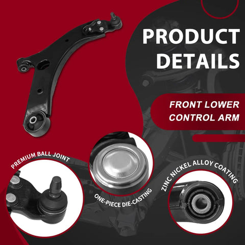 Top Tier Frenzybro Front Lower Control Arm Kit With Ball Joints Fits 2015-2021 Kia Sedona 3.3L V6 For A Sweet Upgrade And Smoother Rides On The Road Ahead This Durable 2 Piece Set Includes Left And Right Arms Plus Essential Ball Joints., black front lower control arm with ball joint, one-piece die-cast design