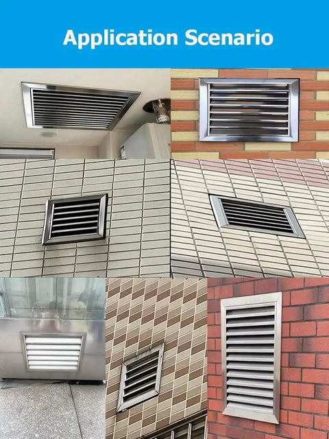 Built Tough 304 Stainless Steel Louvered Access Panel 38 X 30 Inch Heavy Duty Ventilation Grille installed in various wall designs.