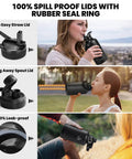 Legit 64 Oz Insulated Water Bottle Triple Wall Vacuum Stainless Steel with Sip and Chug lids for effortless hydration.
