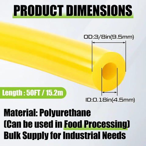 Fifty Foot Hollow Round Belt With Three Eighths Inch Diameter High Performance Flexible Polyurethane Drive Belt