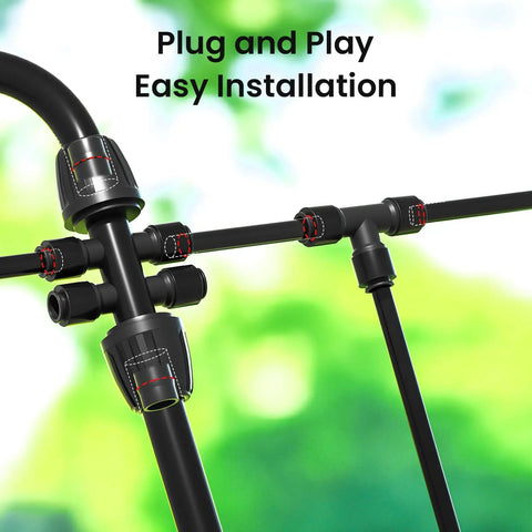 230 Foot Quick Connect Drip Irrigation Kit with Fast Lock Tubing and Adjustable Nozzles for Garden