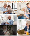 Seniors using Big Full Page Magnifier With Light 7.3x4.4 Inch Lens, 48 LED Cold And Warm Illumination for reading and relaxing.