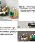 9 Inch Lazy Susan Turntable One Tier Spinning Organizer For Kitchen And Pantry Grab And Go Convenience Cabinet Refrigerator 360 Degree Rotating Spice Rack Dark Green Non Slip Surface Keeps Spices Easy Reach And Neatly Organized In Any Cabinet in kitchen setting
