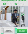 Man using Fast Level 2 EV Charger 40 Amp 240V With NEMA 14-50 Plug, 23 Foot Premium Cable, UL Listed, NEMA 4 Enclosure