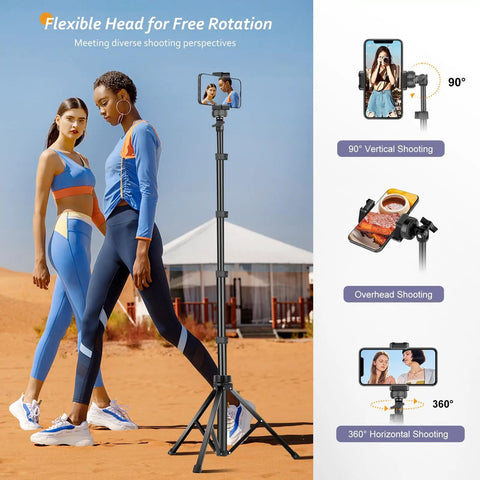 Phone Tripod Kit With Wireless Remote for Smartphones and Cameras, 62 Inch Selfie Stick Tripod Stand with flexible head in desert