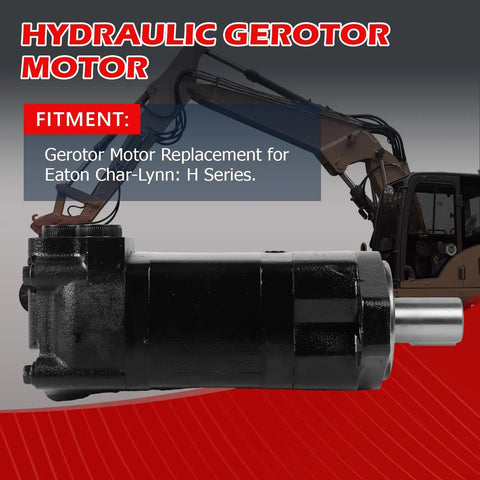 Hydraulic Motor 104-1228-006 104-1228 1041228006 1041228 For Eaton Char-Lynn 2000 Series, shown with construction equipment.