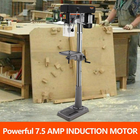 13 Inch Floor Drill Press Heavy Duty 7.5 Amp Motor With Variable Speed 288 3084 RPM in workshop setting