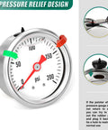 Stainless Steel Liquid Filled Pressure Gauge Back Mount Built Tough For Water Oil And Air Testing One Eighth Inch NPT One And A Half Inch Dial Zero To Two Hundred PSI With Range Mark Pointer showing psi scale with pressure relief design