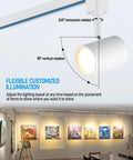 8.5W LED H Track Lighting Heads Pack Of 4 Dimmable ETL Listed 600 Lumens CRI90 2700K Soft White Matte White Finish in gallery setting