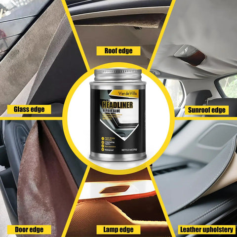 Headliner Repair Kit With Brush Adhesive For Cars, Heavy Duty Quick Bond For Fabric Leather Plastic Roof Liners, 150ml