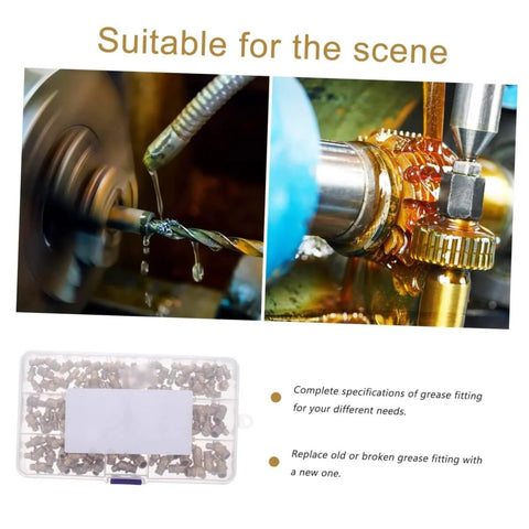 Copper Grease Nipples Assortment Kit With Zerk Fittings For Lubrication featured during machine lubrication process