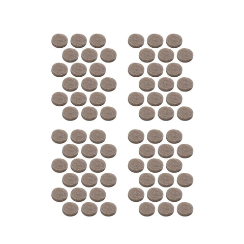 84-count beige Three-Eighths Inch Round Mini Self-Stick Furniture Felt Pads for hard floors laid out in grid.