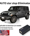 Auto Start Stop Eliminator For Jeep Wrangler JL And Gladiator JT Plug And Play Car Accessory shown with Jeep and device