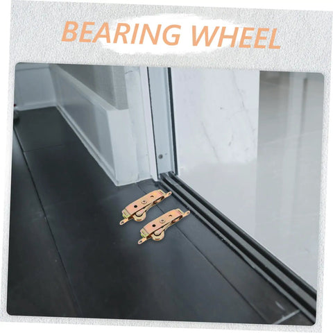 Killer Golden Sliding Door Roller Wheels 2 Pack Replacement Pulleys with smooth dual bearing design, installed on floor track.