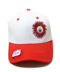 Dope Custom Golf Hat With Tee Holder And Ball Marker, center crown, bullseye style, red-white color, sweat stain resistant